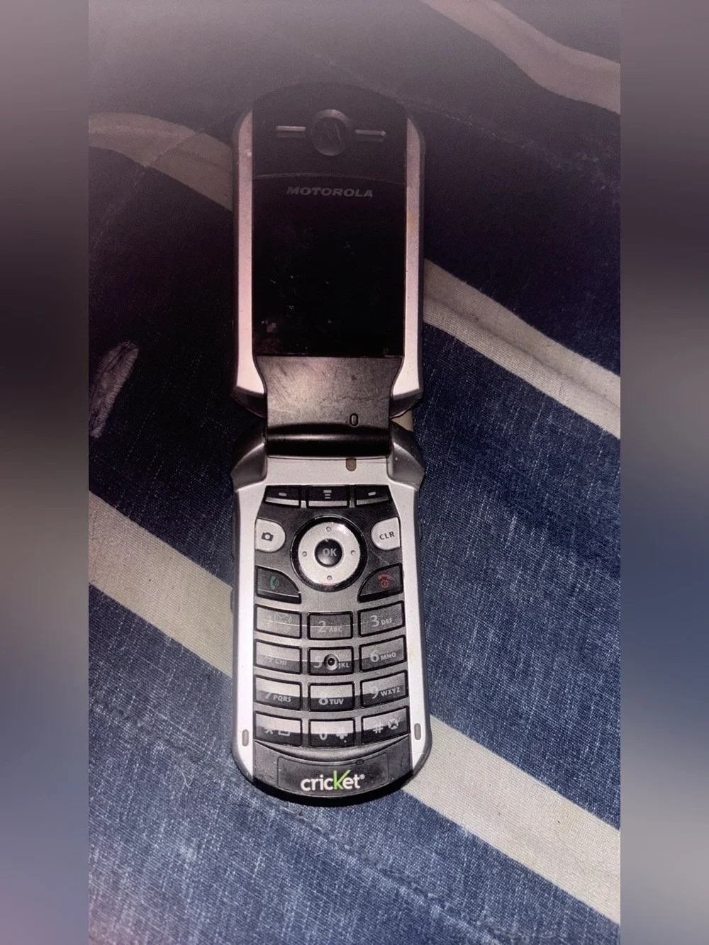 Motorola Cherry Print Flip Phone Skin in Brown and Red no charger